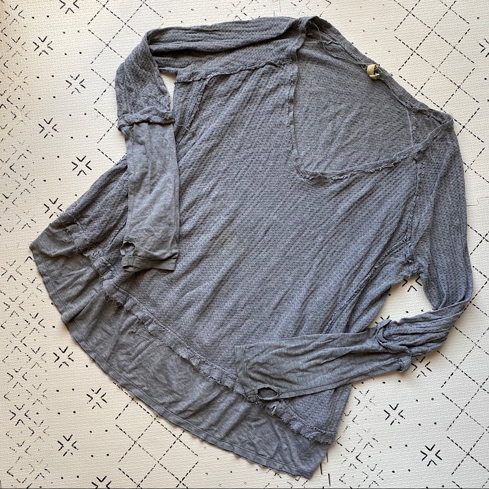 Grey wide scoop neck long sleeve thermal